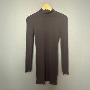 Double Zero Black Ribbed Mock Turtleneck Sweeter Mini Dress